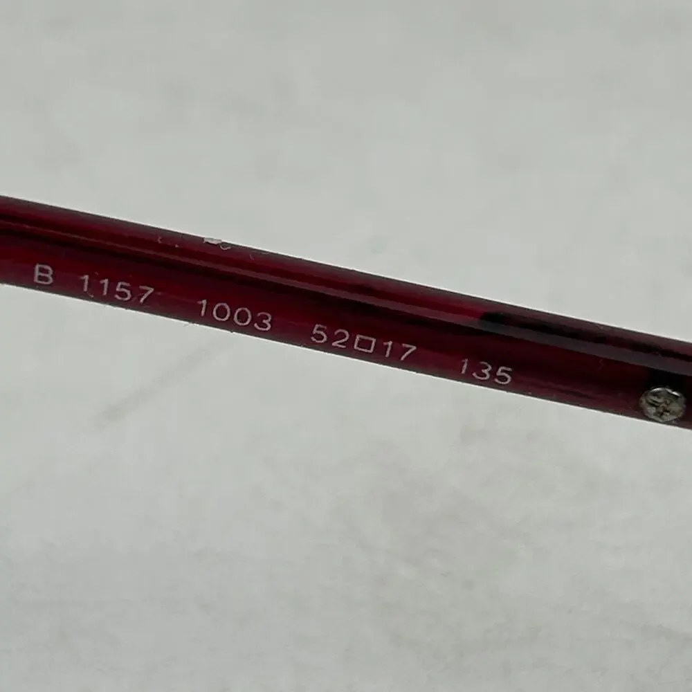 Burberry B1157 1003 Eyeglasses Frame Womens Silver Burgundy Half Rim 52-17-135mm